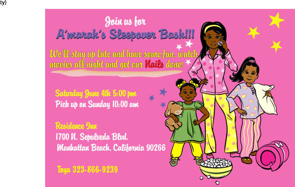 Slumber Party Customize Invitations