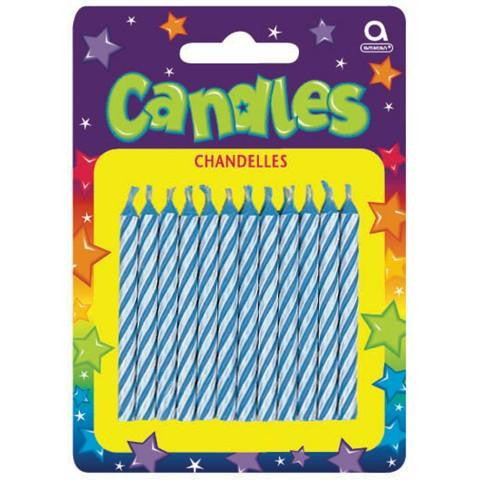Candy Stripe Blue Birthday Candles