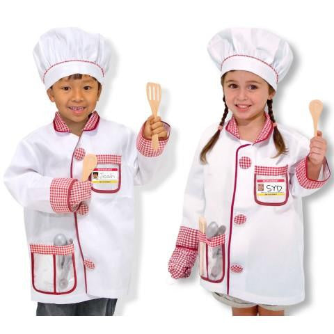 Chef Jacket, Cloth Chef's Hat & Wooden Spoons-1count
